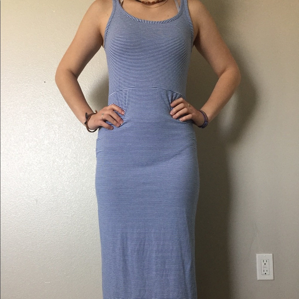 Gap blue and white striped maxi dress fitted